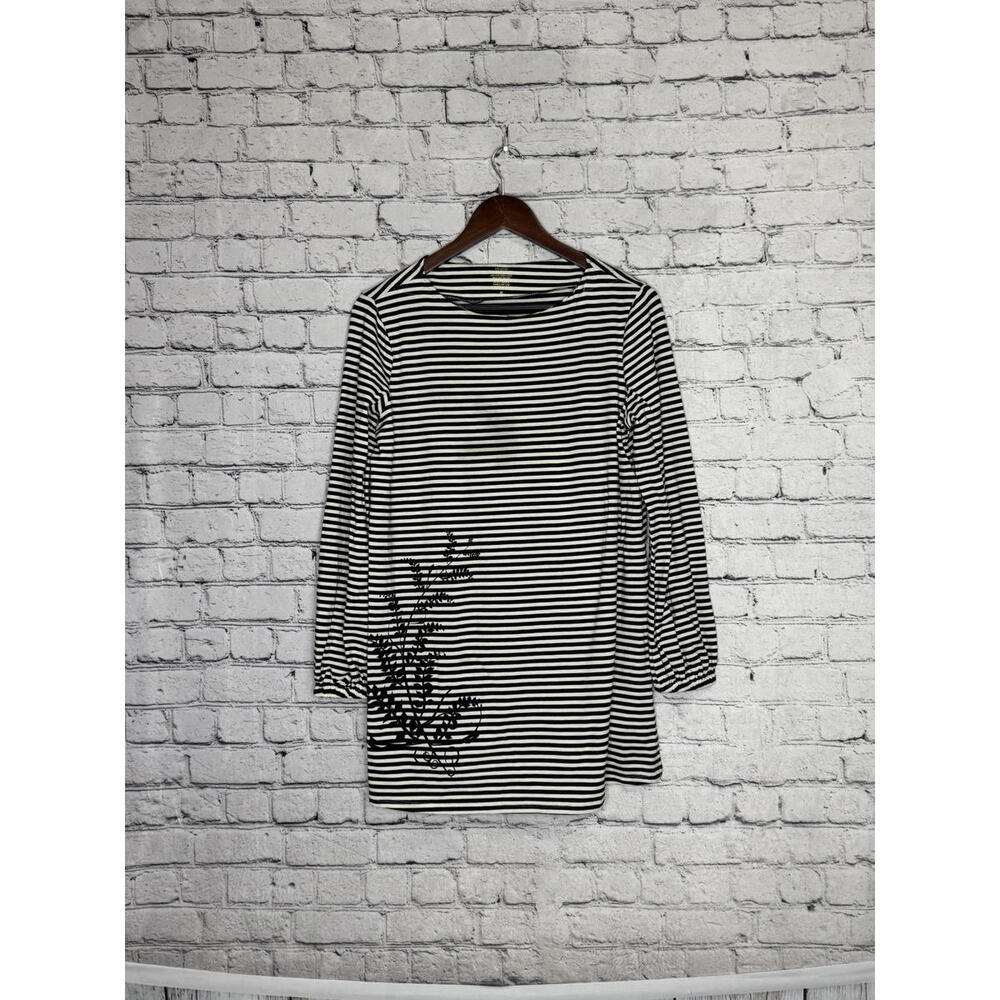 Westbound Women's Striped Long Sleeve Top with Floral Detail, M